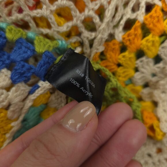 BOSTON PROPER Vibrant Crochet Duster Knit 70s Grandma Boho Hippie Artsy Festival - Picture 10 of 11